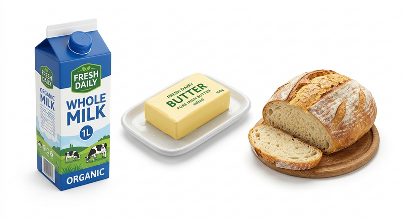 Fresh Morning Milk, Bread & Butter
