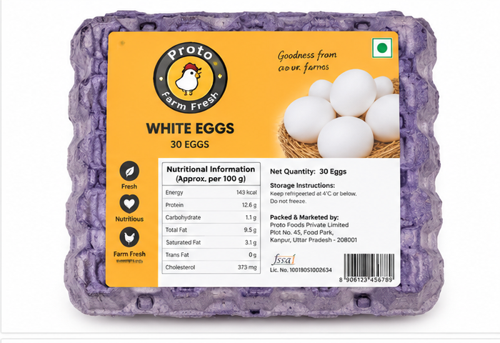 Proto Farm Fresh White Eggs - 30 Pieces Tray 2