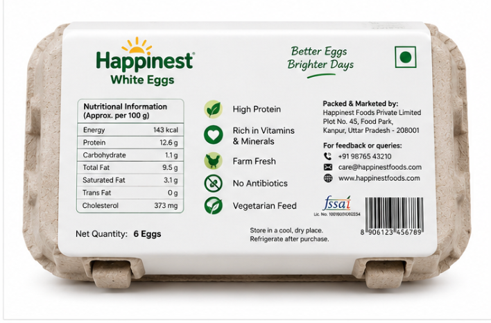 Happinest White Eggs Pack of 6 2