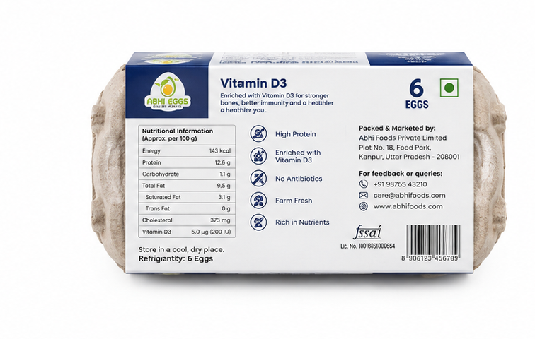 Abhi Vitamin D3 White Protein Rich Eggs - 1 pack (6 pieces) 2