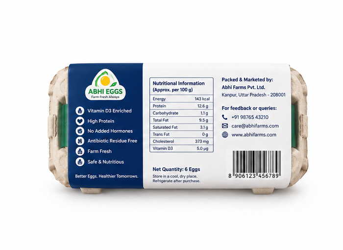 Abhi Vitamin D3 White Protein Rich Eggs - 1 pack (6 pieces) 2