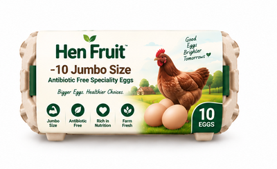 Hen Fruit -10 Jumbo Size Antibiotic Free Speciality Eggs