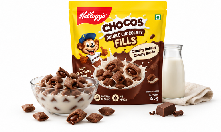 Kellogg's Double Chocolaty Fills Chocos (Crunchy Outside, Creamy Inside) 4