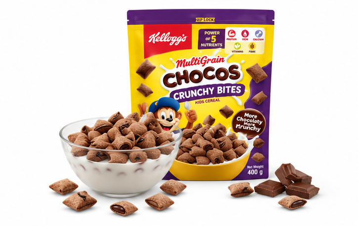 Kellogg's Multigrain Chocos Crunchy Bites Kids Cereal 4
