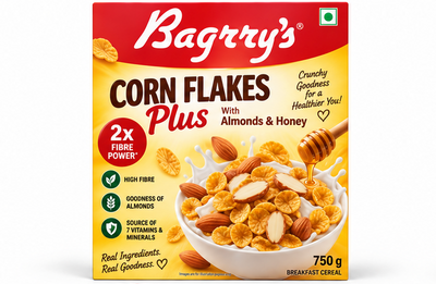 Bagrry's Corn Flakes Plus With Almonds & Honey (2x Fibre Power)