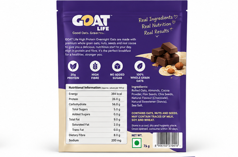 GOAT Life High Protein Overnight Instant Oats Choco-Nut Crunch 2