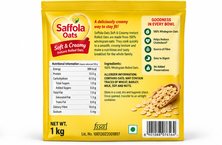 Saffola Oats Soft & Creamy Instant Rolled Oats 2