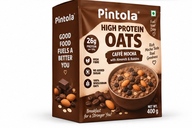 Pintola 26g High Protein Oats Caffe Mocha with Almonds & Raisins 3