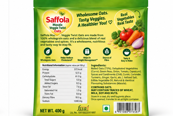 Saffola Masala Veggie Twist Oats 2
