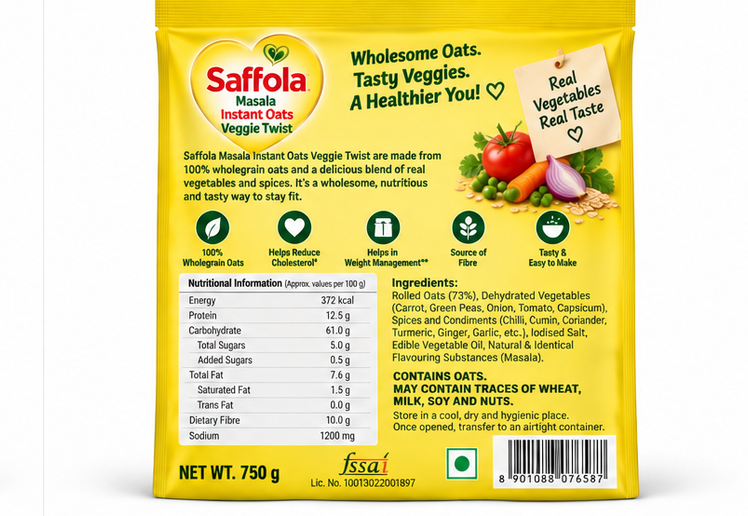 Saffola Masala Instant Oats Veggie Twist 2