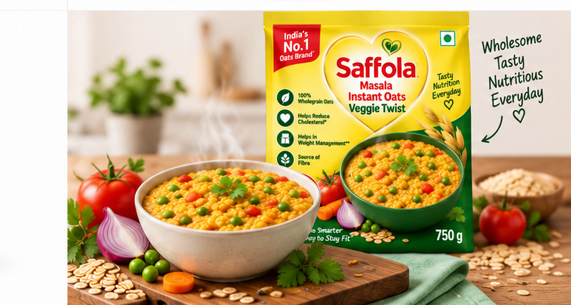 Saffola Masala Instant Oats Veggie Twist 4