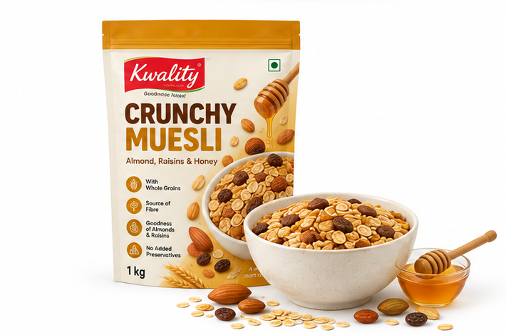 Kwality Crunchy Muesli Almond, Raisins & Honey 4