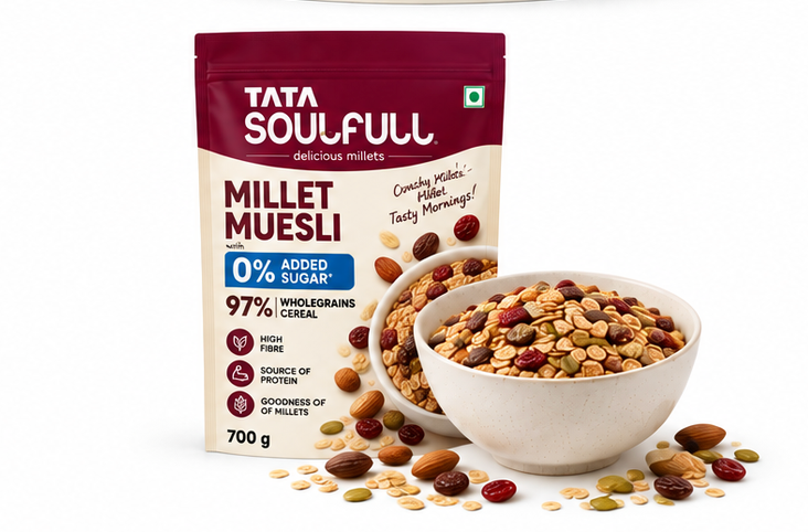 Tata Soulfull Millet Muesli With 0% Added Sugar, 97% Wholegrains Cereal 4