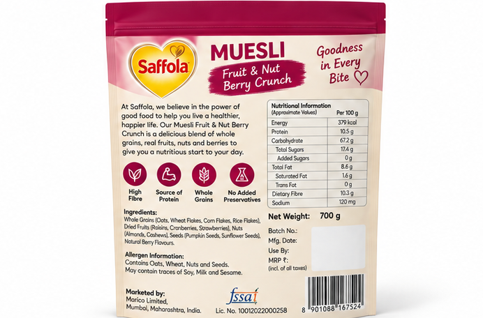 Saffola Muesli Fruit & Nut Berry Crunch 2