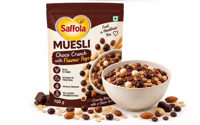 Saffola Muesli Choco Crunch with Flavour Pops 4
