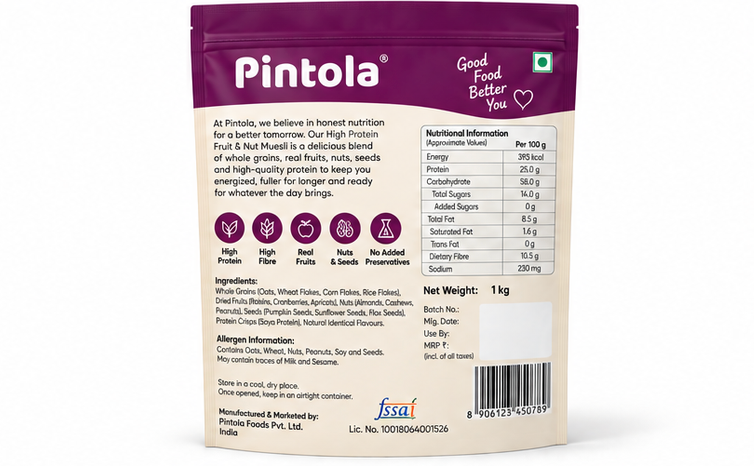 Pintola High Protein Fruit & Nut Muesli 25 g Protein 2