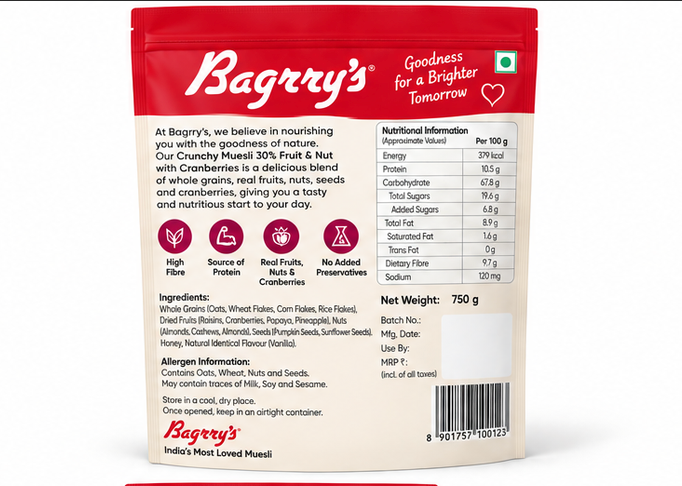 Bagrry's Crunchy Muesli 30% Fruit & Nut with Cranberries 2