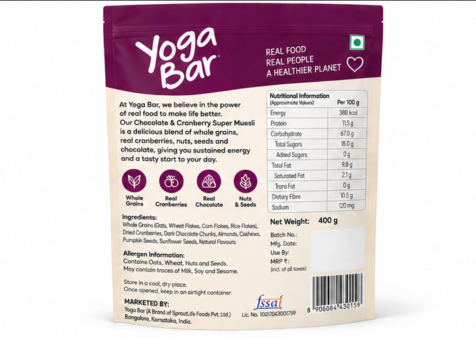 Yoga Bar Chocolate & Cranberry Super Muesli 2