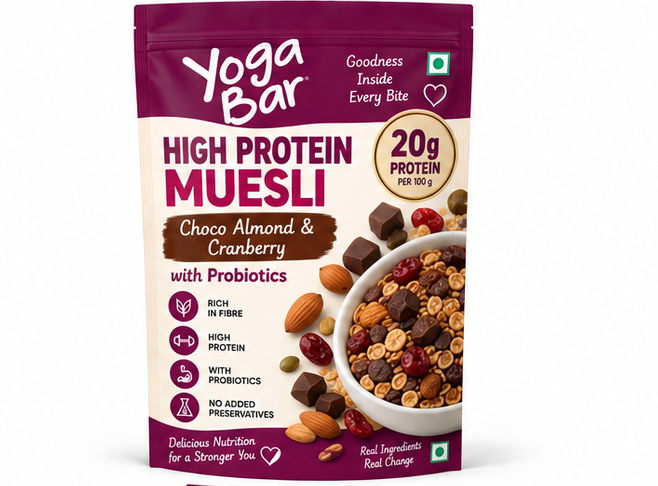 Yoga Bar High Protein Muesli Choco Almond & Cranberry with Probiotics