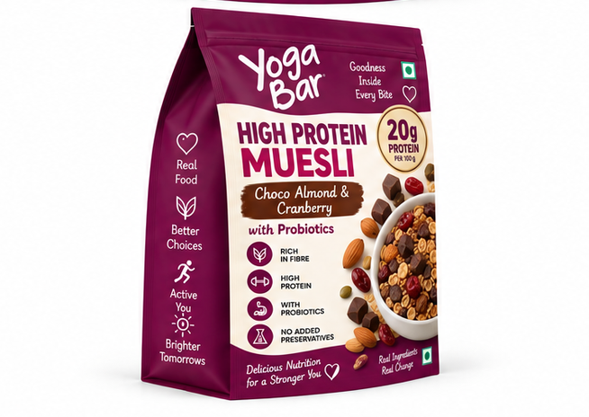Yoga Bar High Protein Muesli Choco Almond & Cranberry with Probiotics 3