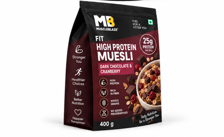 MuscleBlaze Fit High Protein Muesli (Dark Chocolate & Cranberry) 3