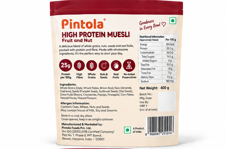 Pintola High Protein Fruit and Nut Muesli 25g Protein 2