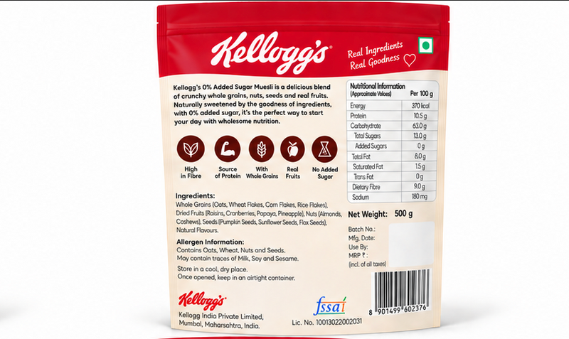 Kellogg's 0% Added Sugar Muesli 2