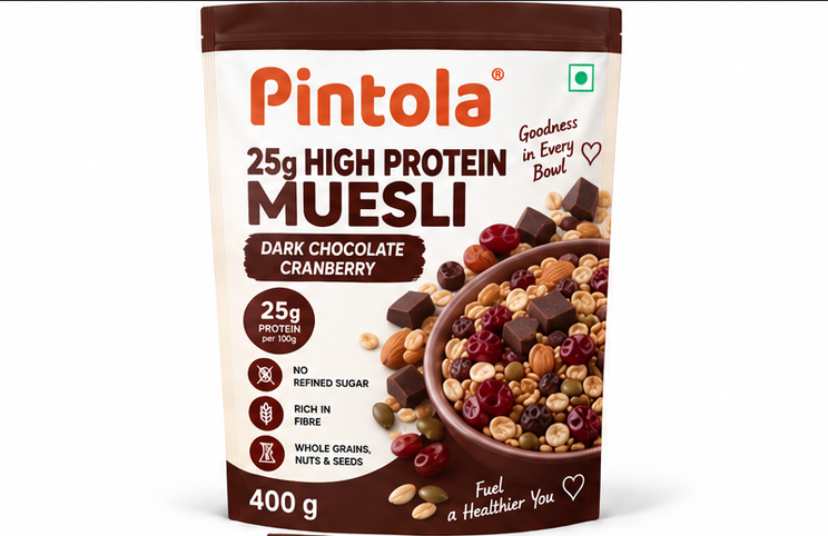 Pintola 25g High Protein Muesli Dark Chocolate & Cranberry