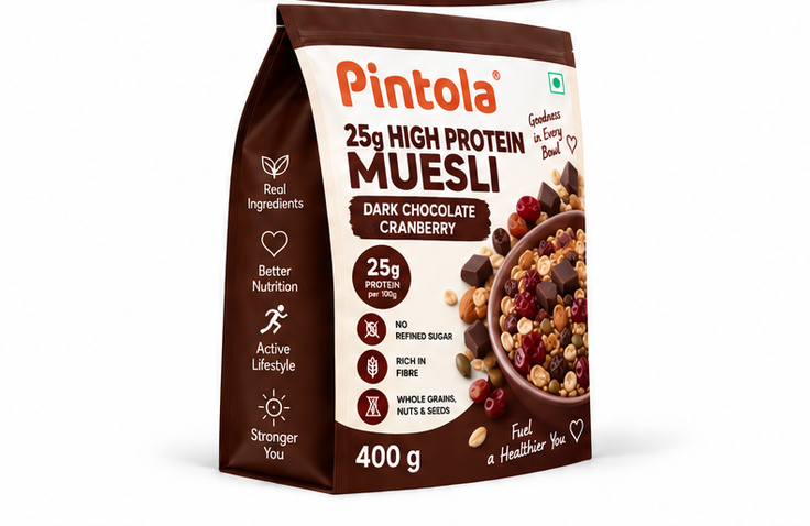 Pintola 25g High Protein Muesli Dark Chocolate & Cranberry 3