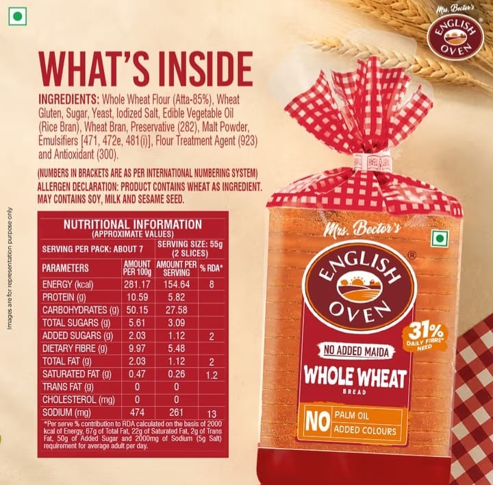 English Oven Zero Maida Whole Wheat Bread 3