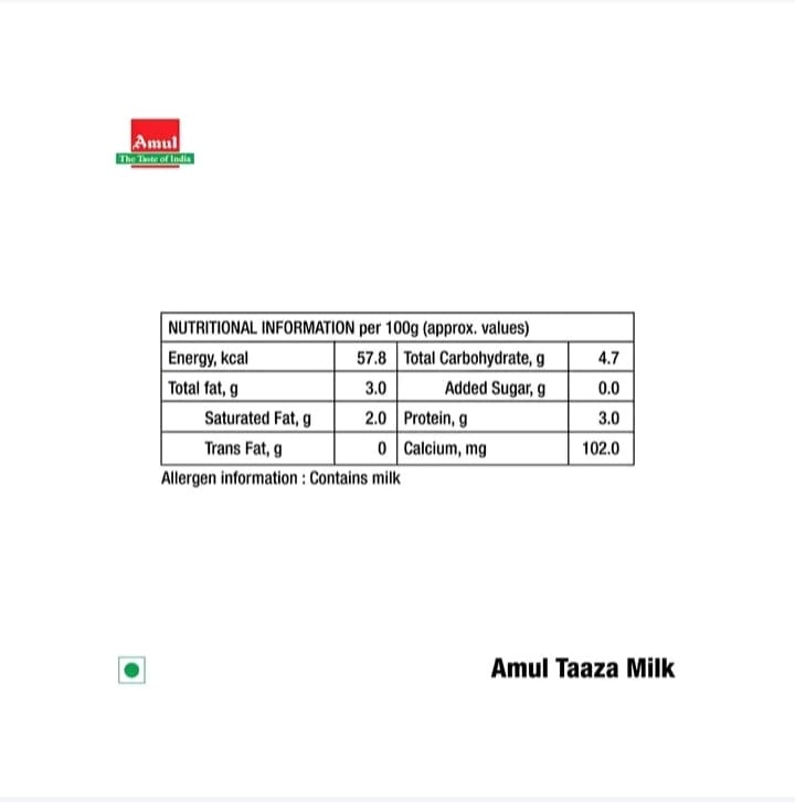 Amul Taaza Toned Milk 4