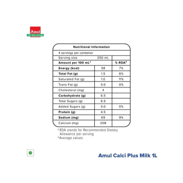 Amul Calci+ Calcium Rich High Protein Milk 8